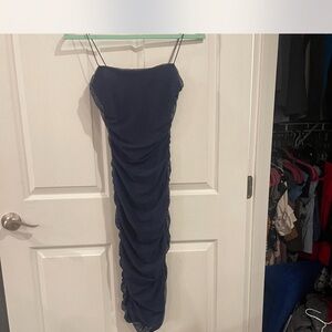 Chic Strapless Navy Dress